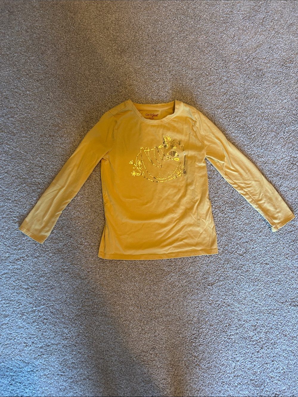 Cat & Jack Girls' Yellow Long-Sleeve Sloth Graphic Tee